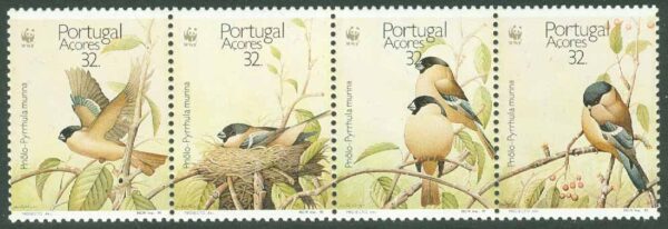 Azorerna - M  405-408 WWF - Azorisk domherre, 4-strip kpl **