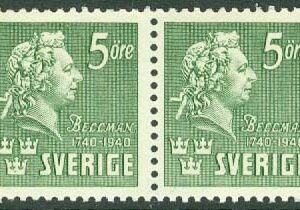 Sverige – F  324CB Carl Michael Bellman 5 öre 4+3-sid **