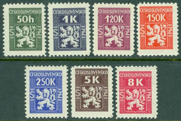 Tjeckoslovakien - M Tj    1-7 Statsvapen - Tjänstefrimärken, 7 kpl **