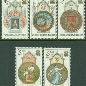 Tjeckoslovakien – M 2451-2455 Int. Frimärksutst. Praga 1978 – Tornur i gamla Prag, 5 kpl **