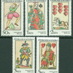 Tjeckoslovakien – M 2775-2779 Historiska spelkort, 5 kpl **