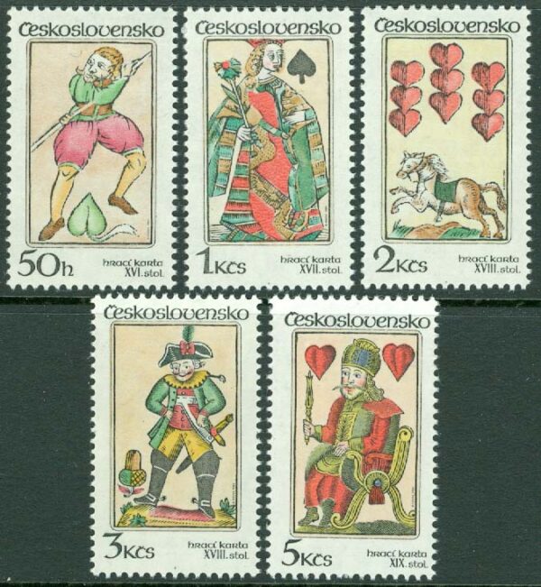 Tjeckoslovakien - M 2775-2779 Historiska spelkort, 5 kpl **
