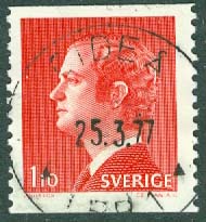 F  919A. Carl XVI Gustaf typ I, 1.10 kr. Prakt PITEÅ LBB 1  25.3.77  (BD/Nb)