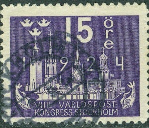 F  198 Världspostkongressen 15 öre stpl, kt