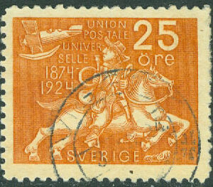 F  215 Världspostföreningen 25 öre stpl, ktt – LUCKFYLLARE