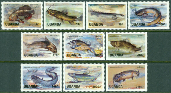 Uganda - M  412-415, 417-422 Fiskar, 10 ol **