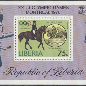 Liberia – M BL  80 A OS i Montreal 1976. Dressyr, block stpl