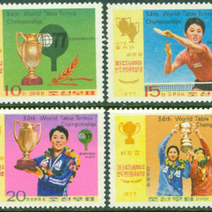 Nordkorea – M 1615-1618 Vm i bordtennis i Birmingham 1977, 4 kpl (*)