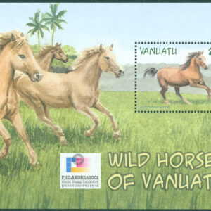 Vanuatu – M BL  44 Hästar – Tanna vildhästar. Friimärksutst. PHILAKOREA 02, block **