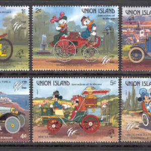 Union Island Grenadines of St. Vincent – M  246-251 Disneyfigurer och gamla bilar, 6 ol **