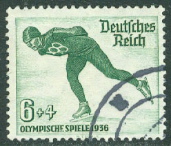 Deutsches Reich – M  600X OS i Garmisch-Partenkirchen1936, skridsko, 6 + 4 Pf stpl