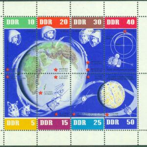 DDR – M  926-933 Sovjet 5 år i rymden 1962, miniark kpl **