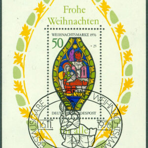 Tyskland – M BL  13 Jul 1976. Marias fönster (detalj) i Frauenkirche i Esslingen, block kpl stpl
