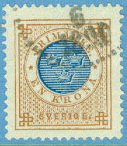 F   49 Ringtyp posthorn, 1 krona stpl
