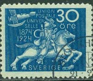 F  216a Världspostföreningen 30 öre mörkblå stpl