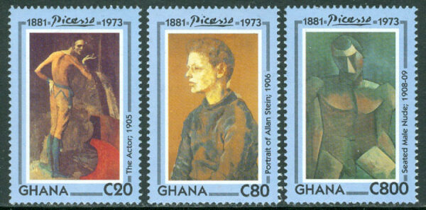 Ghana - M 1877-1879 Målningar av P. Picasso (1881-1973), 3 kpl **
