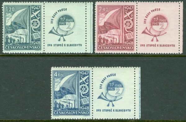 Tjeckoslovakien - M  512-514 Återuppbyggnad av industrin, 3 kpl + Zf **