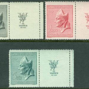 Tjeckoslovakien – M  515-517 Den helige Adalbert död 950 år, 3 kpl + Zf **