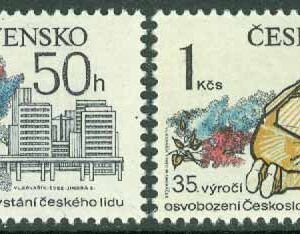 Tjeckoslovakien – M 2567-2568 35-årsjubileum för Prags uppror och befrielse, 2 kpl **