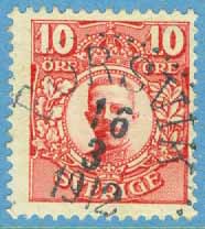 F   82 Gustaf V i medaljong 10 öre. FORSVIK 16.3 1912  (R/Vg)
