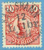 F   82 Gustaf V i medaljong 10 öre. Prakt KARLSHAMN Lbr 12.11 1911  (K/Bl)