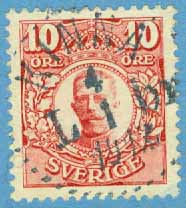 F   82 Gustaf V i medaljong 10 öre. Prakt KINNA Lbr 4.1 1912  (P/Vg)