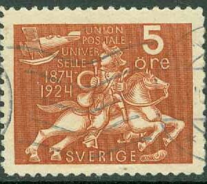 F  211 Världspostföreningen UPU 50 år, 5 öre stpl