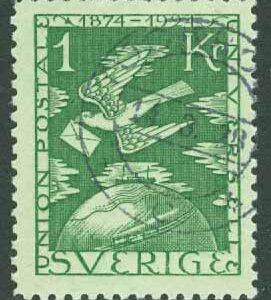 F  223 Världspostföreningen 1 kr. Stpl STOCKHOLM 14.3.28. Bra centrering.