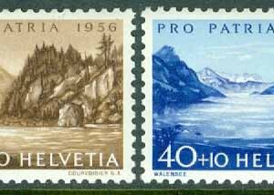 Schweiz – M  630-631 Pro Patria 1956, landskap, 2 ol */**