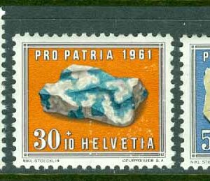 Schweiz – M  731, 734-735 Pro Patria 1961. Mineraler och fossiler, 3 ol **