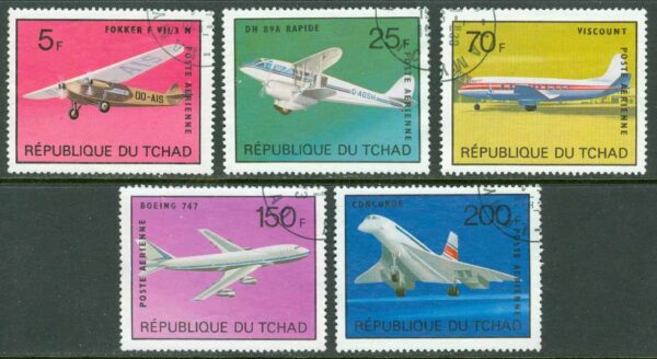 Tchad - M  679-683 Flygplan, 5 kpl stpl