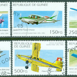 Guinea – M 1539-1544 Flygplan bla Piper J-3 Cub, 6 kpl stpl