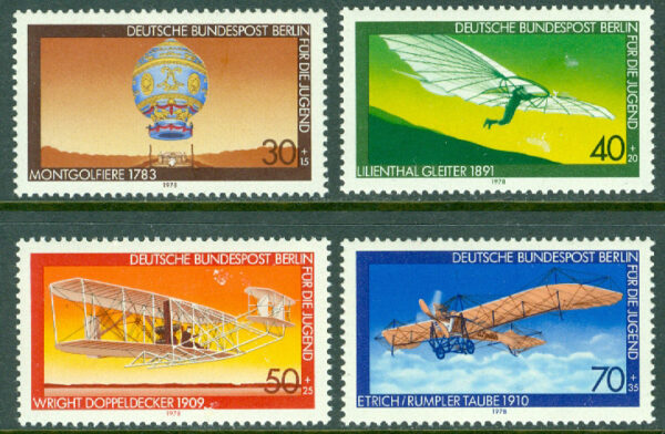 Berlin - M  563-566 Flygplan - Montgolfière - Glidflyg, 4 kpl **
