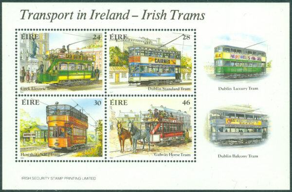 Irland - M BL   6 Irländskt transportväxen. Historiska spårvagnar, block **