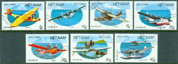Vietnam - M 1860-1866 Int. frimärksutställning Hafnia 87, flygplan 7 kpl stpl