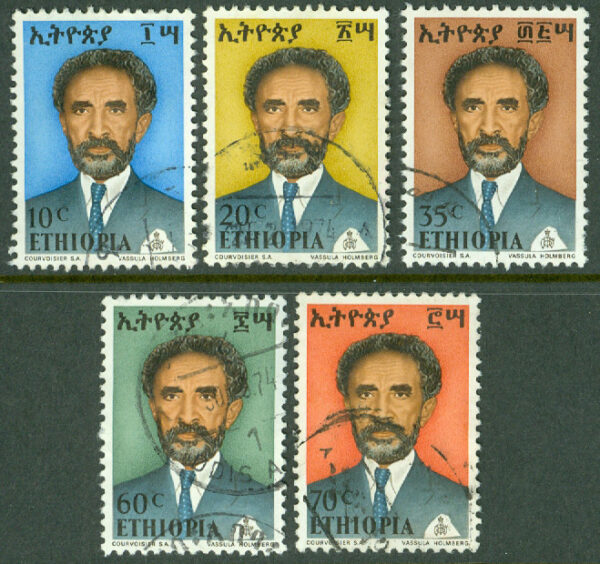 Etiopien - M  756, 758, 761, 766-767 Kejsare Haile Selassie, 5 ol stpl
