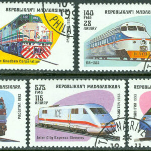 Madagaskar – M 1562-1568 Lok, bl.a. ICE Siemens, 7 kpl stpl