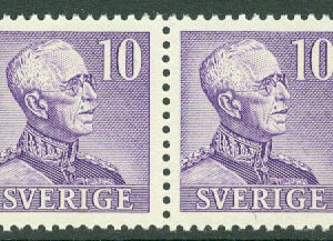 Sverige – F  273CB2 Gustaf V stora siffror, utan färgstreck i rockkanten, 10 öre 4+3-sid par **