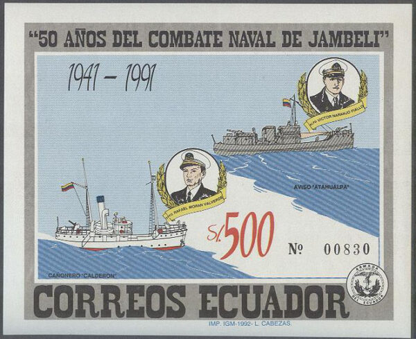 Ecuador - M BL 148 Sjöslaget vid Jambelí 50 år, block **