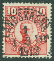 F   82 Gustaf V i medaljong. Prakt LANDSKRONA Lbr 1.3 1912  (M/Sk)
