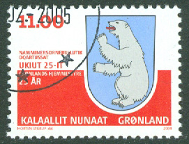 Grönland – F  408 Lokalstyret 25 år, 1 kpl stpl