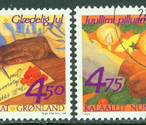 Grönland – F  344-345 Julfrimärken 1999, 2 kpl stpl