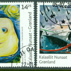 Grönland – F  486-487 Samtida konst II, 2 ol stpl