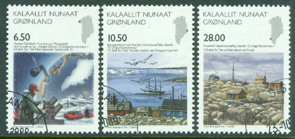 Grönland - F  495-497 Vetenskap IV, 3 kpl stpl