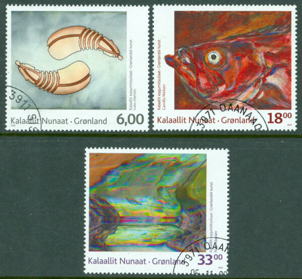 Grönland - F  513-515 Samtida konst III, 3 kpl stpl