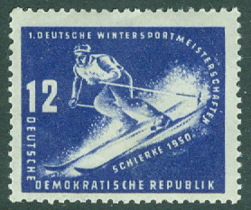 DDR – M  246 Vintersportmästerskap i Schierke 1950, utförsåkning, 12 Pf **