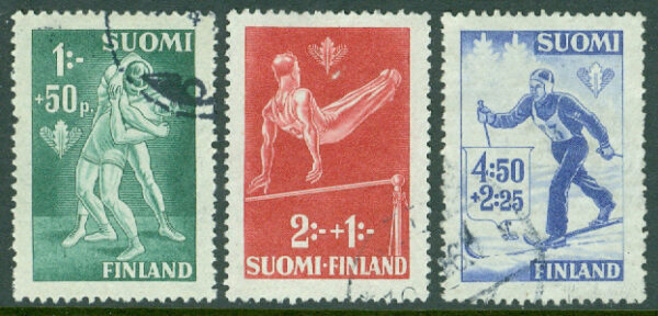 Finland - F  290-291, 293 Sportfrimärken, 3 ol stpl