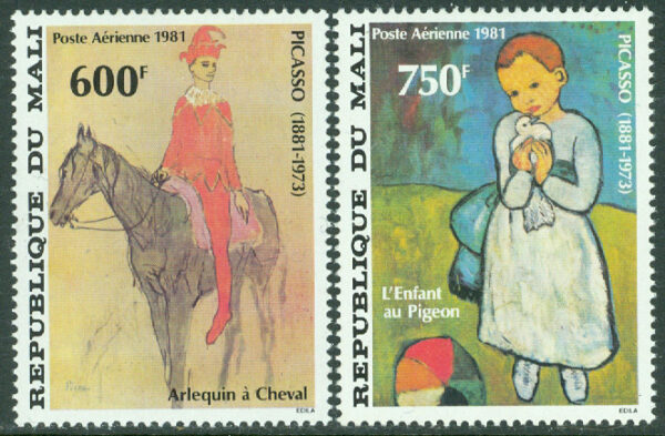 Mali - M  876-877 Picassos födelse 100 år. Harlekin till häst, barn med duva, 2 kpl **