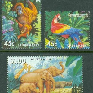 Australien – M 1429, 1431-1432 Zoologiska trädgårdar, utrotningshotade djur, 3 ol **