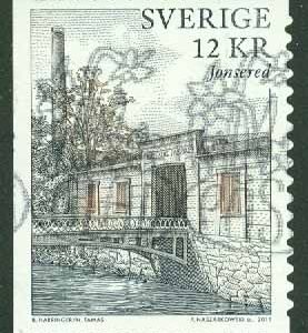 F 2827 Bruksmiljöer, Jonsered, 12 kr stpl